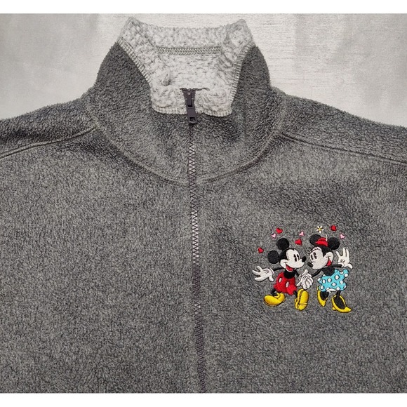 Mickey & Minnie Love Walt Disney World Women Small Full-Zip Gray Fleece Jacket - Picture 4 of 12